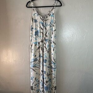 Beachgold Floral Print Jumpsuit with Blue Accents